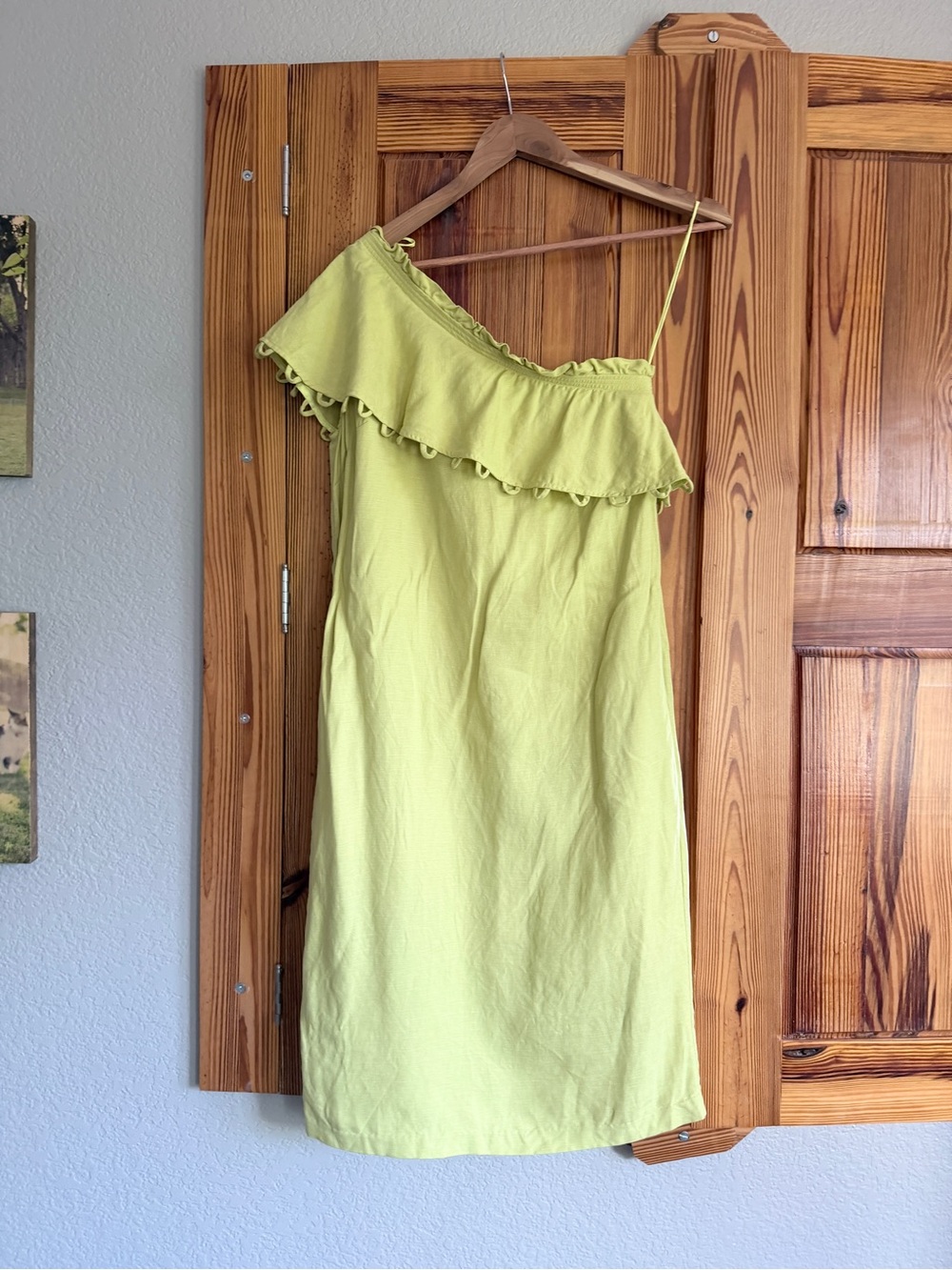 Apiece Apart One-Shoulder Chartreuse Ruffle Sundress